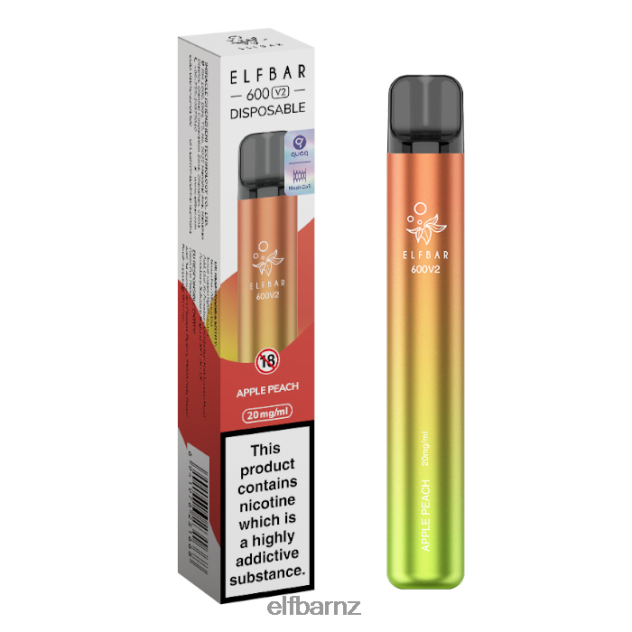 6DFDDH11 ELFBAR 600V2 Disposable Vape - 20mg Apple Peach